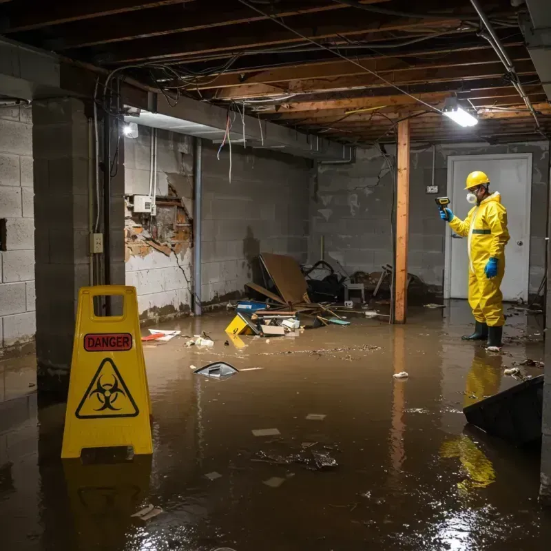 Flooded Basement Electrical Hazard in Brenham, TX Property